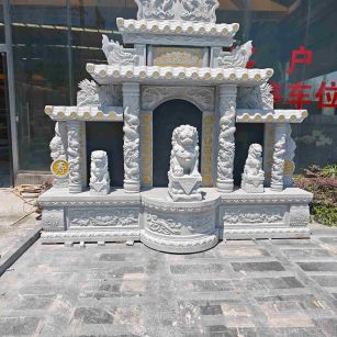 梧州芝麻白中国黑石材套墓 花岗岩墓碑